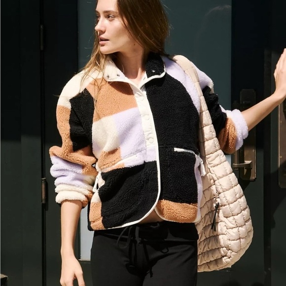 Free People Free Movement Fleece Patchwork Jacket Size Small - Picture 1 of 15
